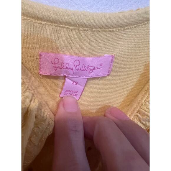 Lilly Pulitzer Carreen Dandelion Yellow Sundress XS Embroidered Ruffle Eyelet - Picture 6 of 6